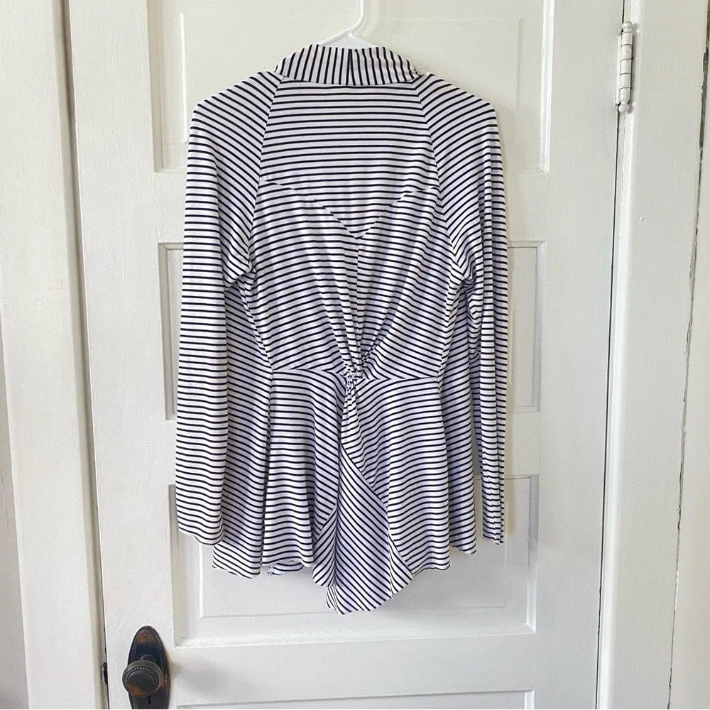 MARKET & SPRUCE Black and White Striped Open Front Cardigan Women's Size Large - Picture 4 of 6